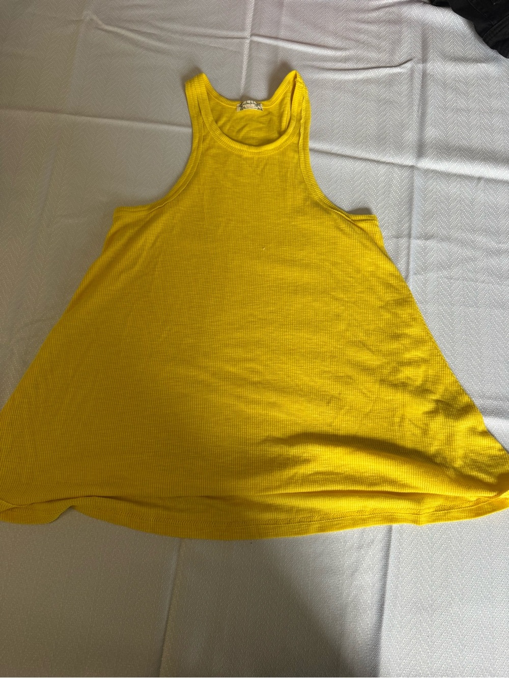 Free People Bright Yellow Ribbed Swing Tank